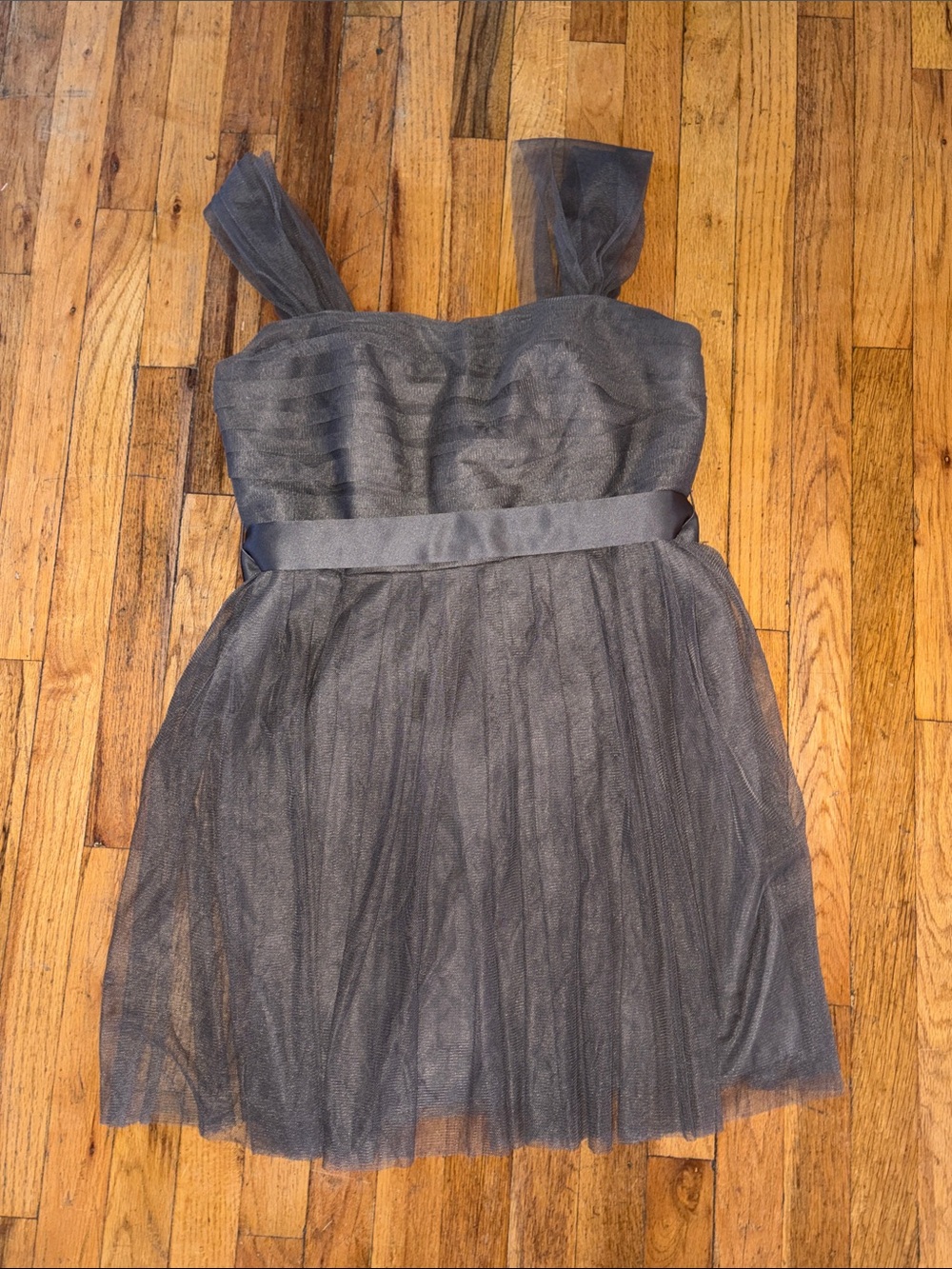 White by Vera Wang Girls Charcoal Gray Tulle Party Dress